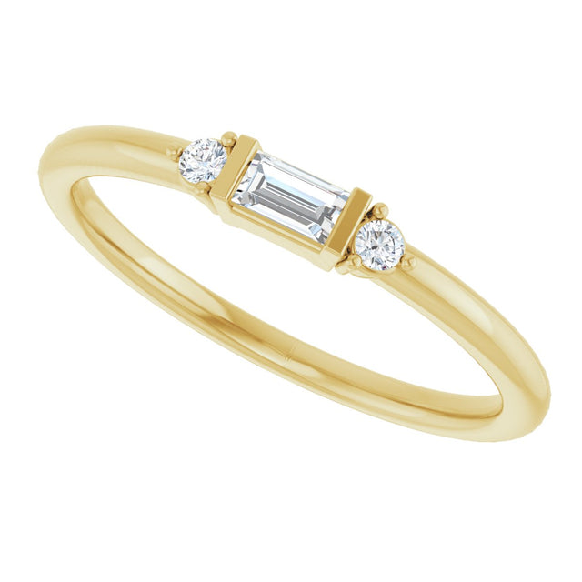 14K Gold Straight Baguette Natural Diamond Accented Stackable Ring – 3.5x2mm - Yellow Gold - view 10