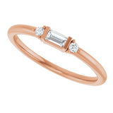 14K Gold Straight Baguette Natural Diamond Accented Stackable Ring – 3.5x2mm - Rose Gold - view 10