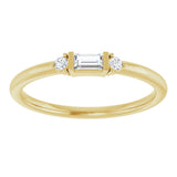 14K Gold Straight Baguette Natural Diamond Accented Stackable Ring – 3.5x2mm - Yellow Gold - view 8