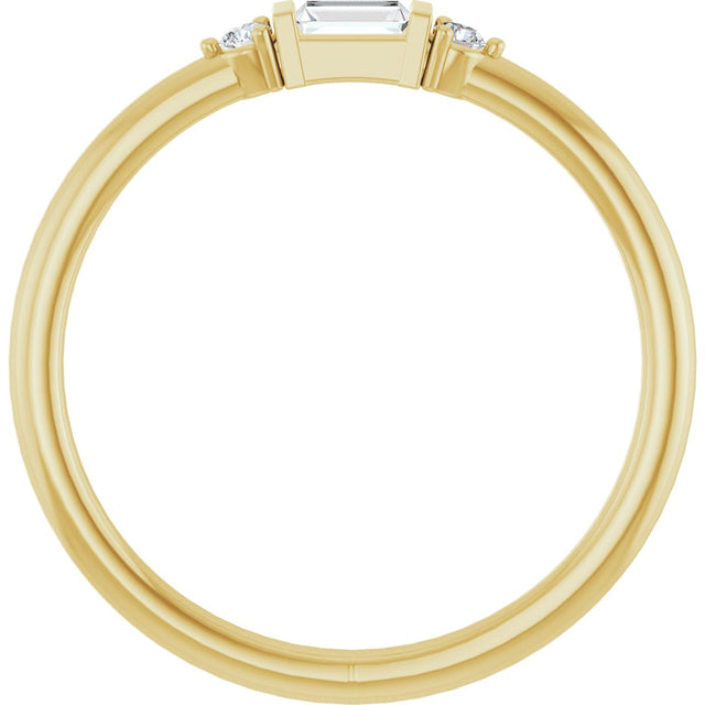 14K Gold Straight Baguette Natural Diamond Accented Stackable Ring – 3.5x2mm - Yellow Gold - view 7
