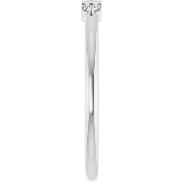 Platinum Straight Baguette Natural Diamond Accented Stackable Ring - view 9