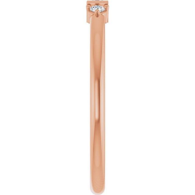 14K Gold Straight Baguette Natural Diamond Accented Stackable Ring – 3.5x2mm - Rose Gold - view 9