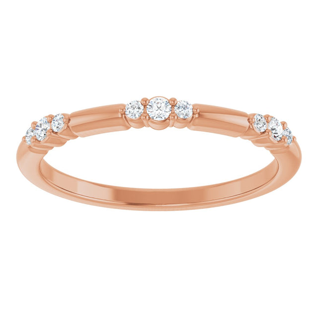 14K Gold Round Natural Diamond Stackable Ring III - Rose Gold - view 13