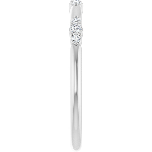 Platinum Round Natural Diamond Stackable Ring IV - view 14