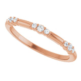 14K Gold Round Natural Diamond Stackable Ring III - Rose Gold - view 15