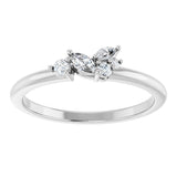 Platinum Marquise Natural Diamond Stackable Cluster Ring - view 8