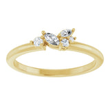 14K Gold Marquise Natural Diamond Stackable Cluster Ring - Yellow Gold - view 8