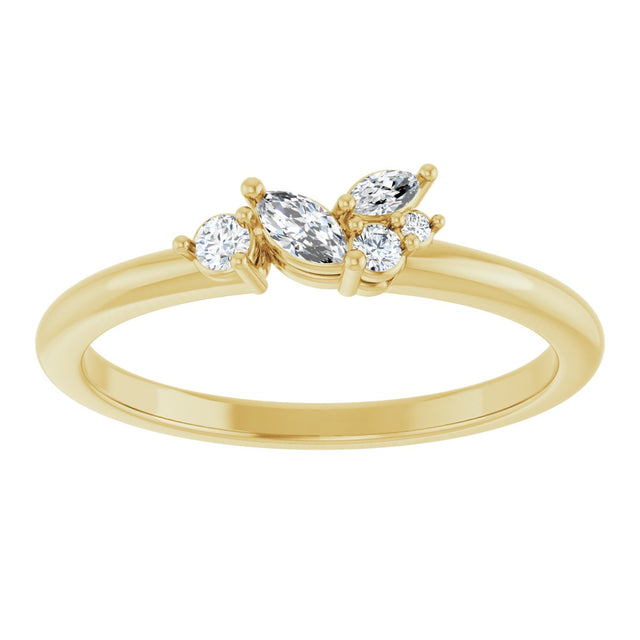 14K Gold Marquise Natural Diamond Stackable Cluster Ring - Yellow Gold - view 8