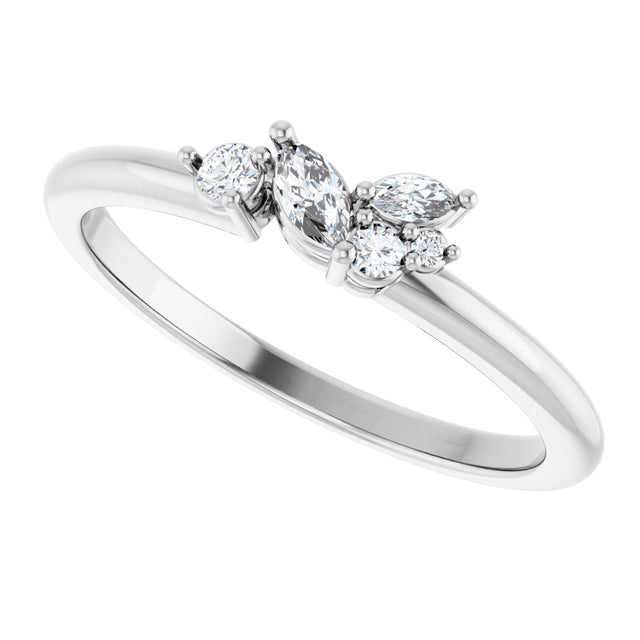 Platinum Marquise Natural Diamond Stackable Cluster Ring - view 10
