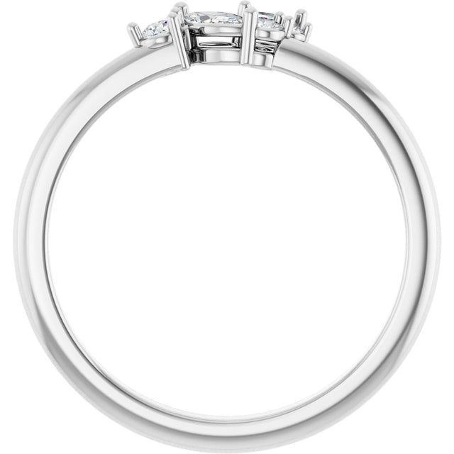 Platinum Marquise Natural Diamond Stackable Cluster Ring - view 7