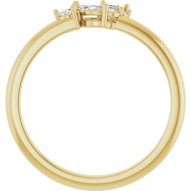 14K Gold Marquise Natural Diamond Stackable Cluster Ring - Yellow Gold - view 7