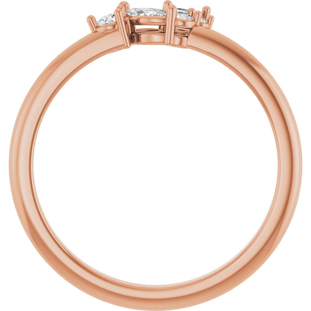14K Gold Marquise Natural Diamond Stackable Cluster Ring - Rose Gold - view 7