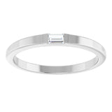 Platinum Straight Baguette Natural Diamond Stackable Ring - view 8