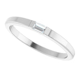 Platinum Straight Baguette Natural Diamond Stackable Ring - view 10
