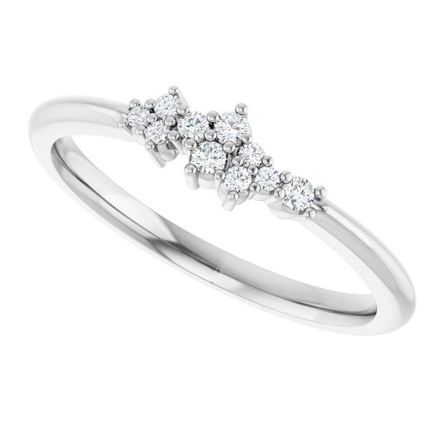 Platinum Round Natural Diamond Stackable Cluster Ring II - view 10
