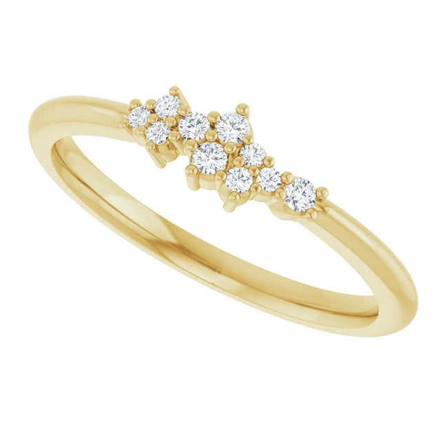14K Gold Round Natural Diamond Stackable Cluster Ring II - Yellow Gold - view 10