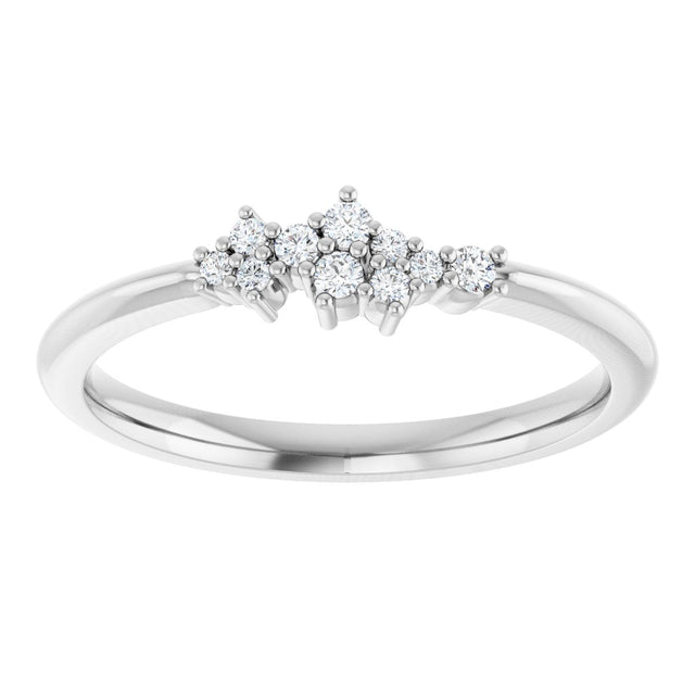 Platinum Round Natural Diamond Stackable Cluster Ring II - view 8