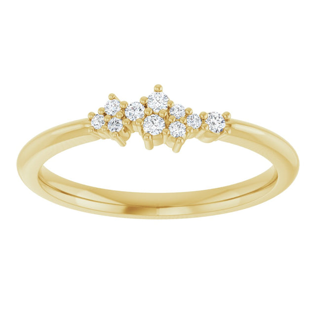 14K Gold Round Natural Diamond Stackable Cluster Ring II - Yellow Gold - view 8