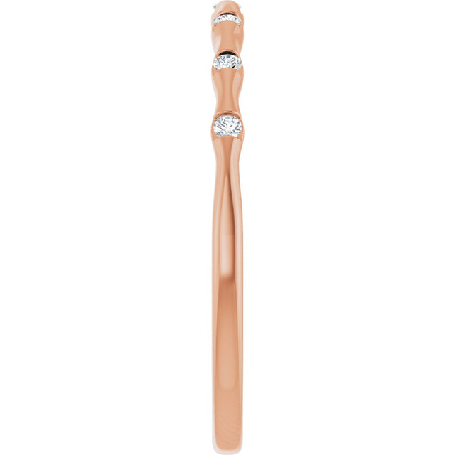 14K Gold Round Lab-Grown Diamond Accented Stackable Ring - Rose Gold - view 14