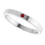 14K Gold Round Natural Mozambique Garnet Family Stackable Ring – 1.75mm Stones - White Gold - view 10