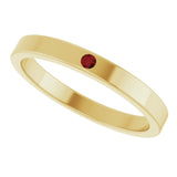 14K Gold Round Natural Mozambique Garnet Family Stackable Ring – 1.75mm Stones - Yellow Gold - view 10