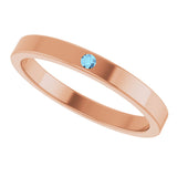14K Gold Round Natural Aquamarine Family Stackable Ring – 1.75mm Stones - Rose Gold - view 10