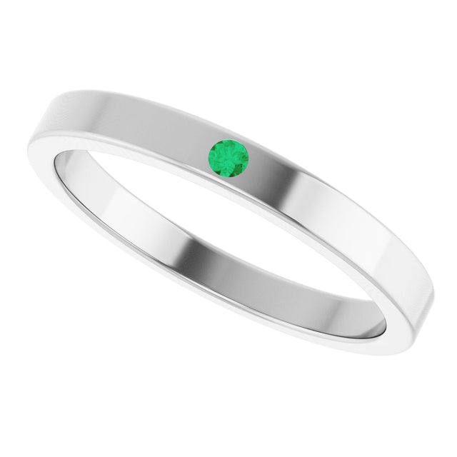14K Gold Round Natural Emerald Family Stackable Ring – 1.75mm Stones - White Gold - view 10