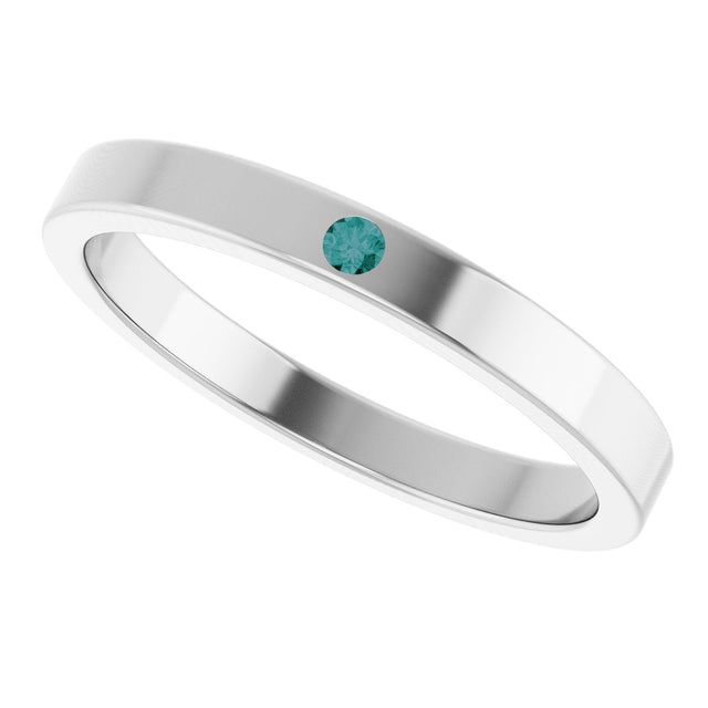 14K Gold Round Natural Alexandrite Family Stackable Ring - White Gold - view 10