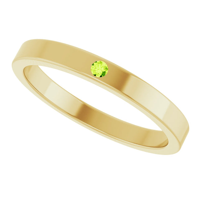 14K Gold Round Natural Peridot Family Stackable Ring – 1.75mm Stones - Yellow Gold - view 10