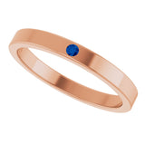 14K Gold Round Lab-Grown Blue Sapphire Family Stackable Ring – 1.75mm Stones - Rose Gold - view 10