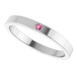 14K Gold Round Natural Pink Tourmaline Family Stackable Ring – 1.75mm Stones - White Gold - view 10