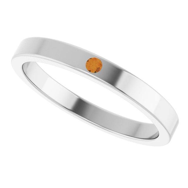 14K Gold Round Natural Citrine Family Stackable Ring – 1.75mm Stones - White Gold - view 10