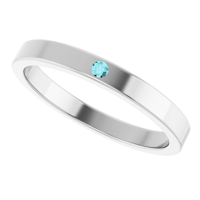 14K Gold Round Natural Blue Zircon Family Stackable Ring – 1.75mm Stones - White Gold - view 10