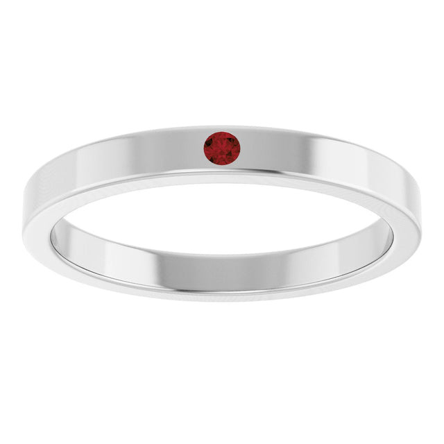 14K Gold Round Natural Mozambique Garnet Family Stackable Ring – 1.75mm Stones - White Gold - view 8