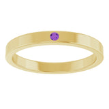 14K Gold Round Natural Amethyst Family Stackable Ring – 1.75mm Stones - Yellow Gold - view 8