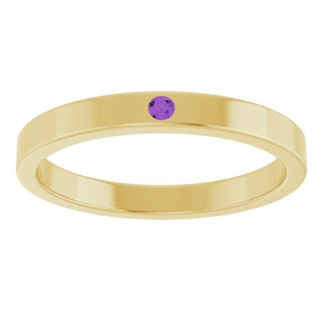 14K Gold Round Natural Amethyst Family Stackable Ring – 1.75mm Stones - Yellow Gold - view 8