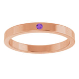 14K Gold Round Natural Amethyst Family Stackable Ring – 1.75mm Stones - Rose Gold - view 8
