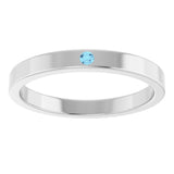14K Gold Round Natural Aquamarine Family Stackable Ring – 1.75mm Stones - White Gold - view 8