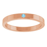 14K Gold Round Natural Aquamarine Family Stackable Ring – 1.75mm Stones - Rose Gold - view 8