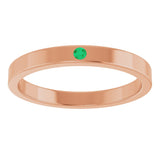 14K Gold Round Natural Emerald Family Stackable Ring – 1.75mm Stones - Rose Gold - view 8