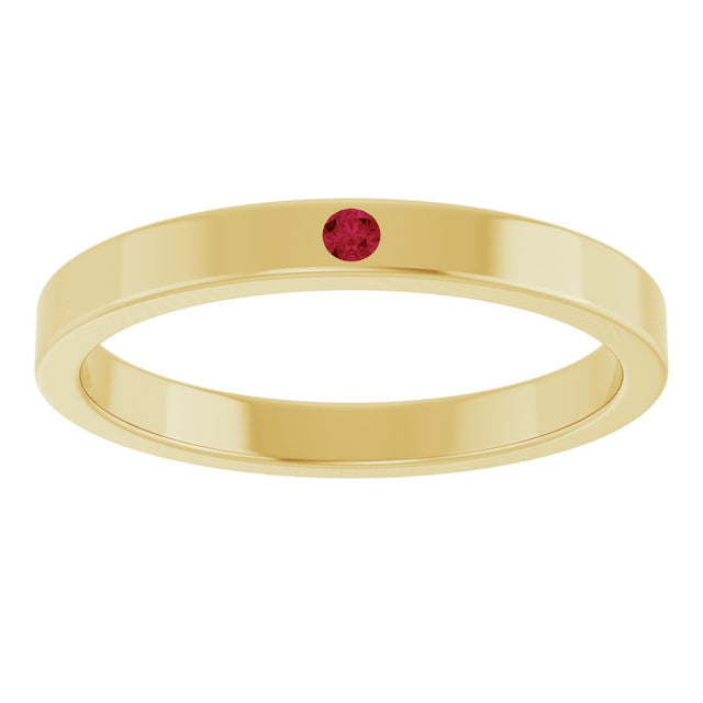 14K Gold Round Natural Ruby Family Stackable Ring – 1.75mm Stones - Yellow Gold - view 8