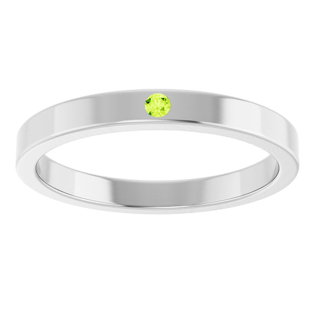 14K Gold Round Natural Peridot Family Stackable Ring – 1.75mm Stones - White Gold - view 8