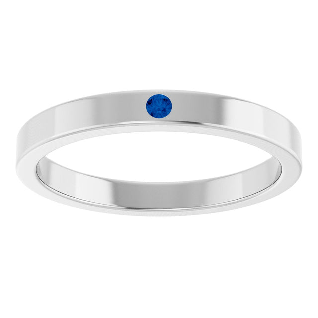 14K Gold Round Natural Blue Sapphire Family Stackable Ring – 1.75mm Stones - White Gold - view 8