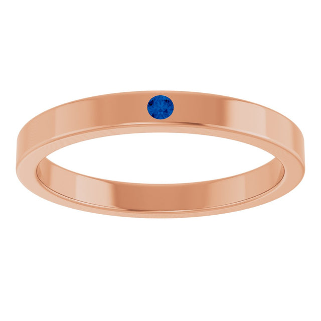 14K Gold Round Natural Blue Sapphire Family Stackable Ring – 1.75mm Stones - Rose Gold - view 8