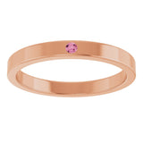 14K Gold Round Natural Pink Tourmaline Family Stackable Ring – 1.75mm Stones - Rose Gold - view 8