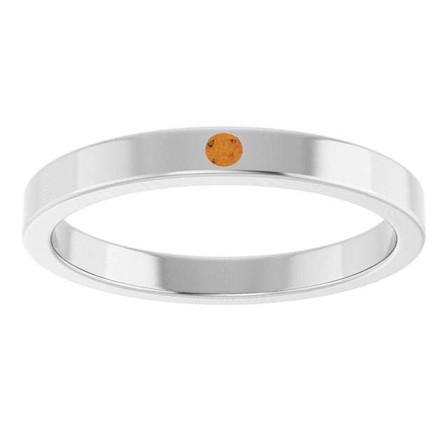 14K Gold Round Natural Citrine Family Stackable Ring – 1.75mm Stones - White Gold - view 8