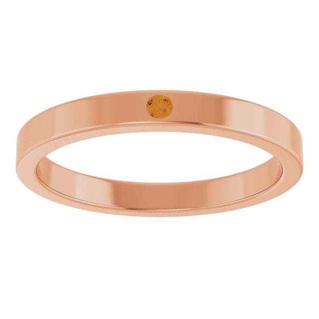14K Gold Round Natural Citrine Family Stackable Ring – 1.75mm Stones - Rose Gold - view 8