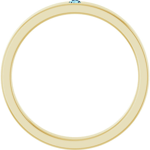 14K Gold Round Natural Aquamarine Family Stackable Ring – 1.75mm Stones - Yellow Gold - view 7