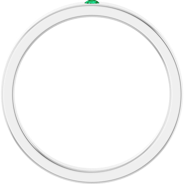 14K Gold Round Lab-Grown Emerald Family Stackable Ring – 1.75mm Stones - White Gold - view 7