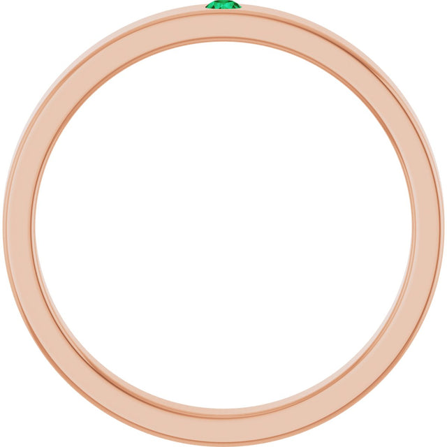 14K Gold Round Lab-Grown Emerald Family Stackable Ring – 1.75mm Stones - Rose Gold - view 7